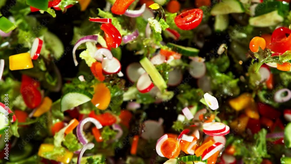 Super slow motion of various vegetable exploding up in the air. Filmed on high speed cinema camera, 1000 fps. Super slow motion of various vegetable exploding up in the air. Filmed on high speed cinema camera, 1000 fps.