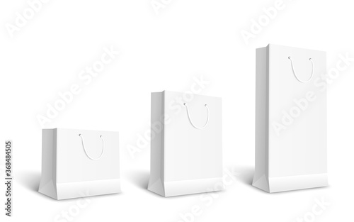 White shopping bag set in different sizes.