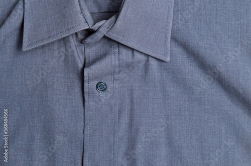 Gray classic shirt front detail. Fashion, textile textures, fabrics and trends