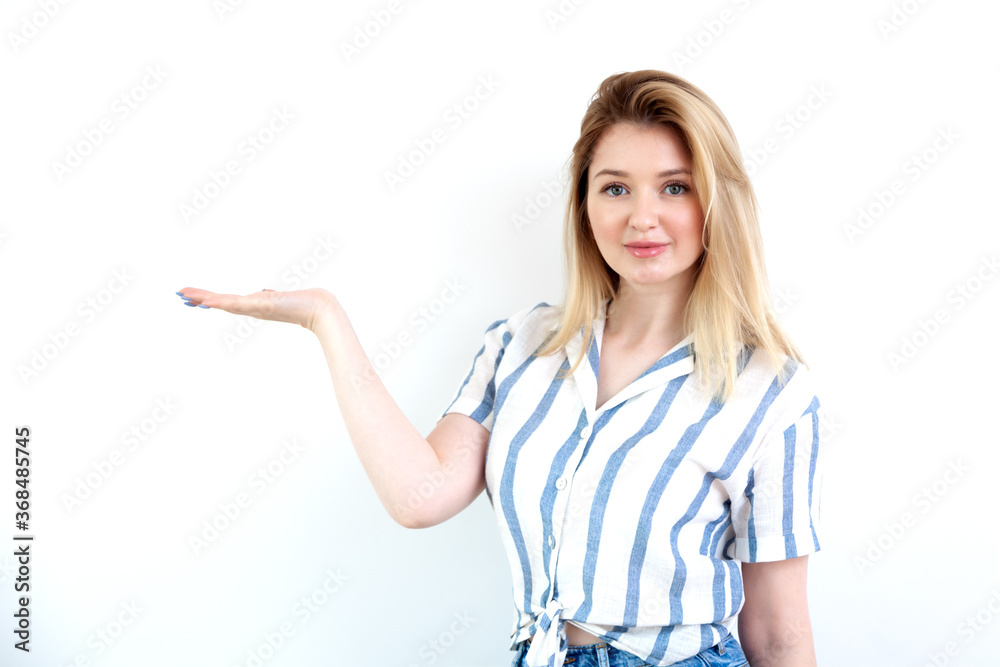 Young beautiful woman emotions in casual clothes on white background Young beautiful woman emotions in casual clothes on white background