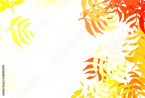 Light Red, Yellow vector natural pattern with leaves.