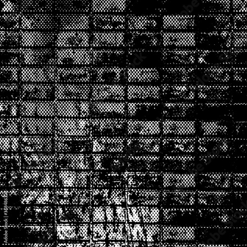 Grunge background black and white. Texture of chips, cracks, scratches, scuffs, dust, dirt. Dark monochrome surface. Old vintage vector pattern.