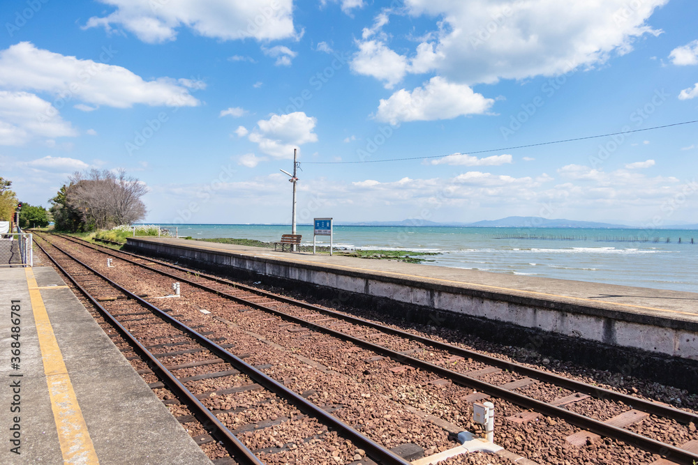 Omisaki Station is one of Shimabara Railway which is the closest station to the sea in Japan Omisaki Station is one of Shimabara Railway which is the closest station to the sea in Japan