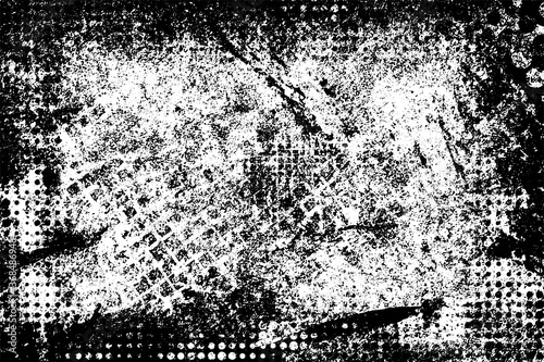 Dirty grunge background. The monochrome texture is old. Vintage worn pattern. The surface is covered with scratches