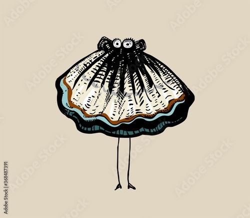 Funny Shell Saint Jacques Cartoon Character