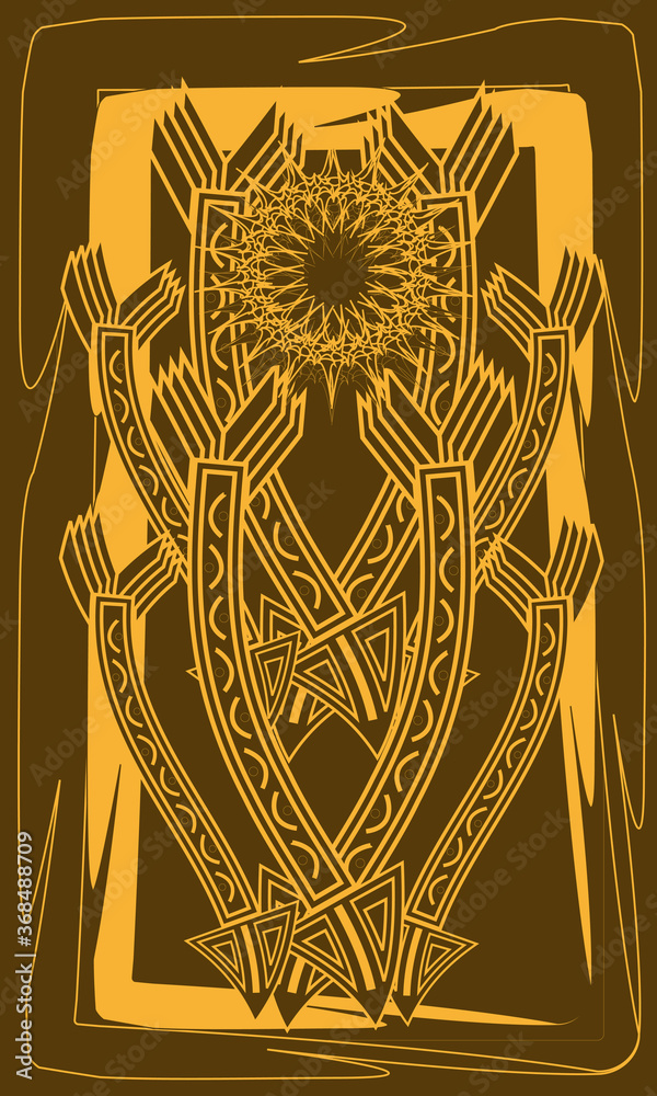 Tarot cards - back design.  Inuit mythology. Sun