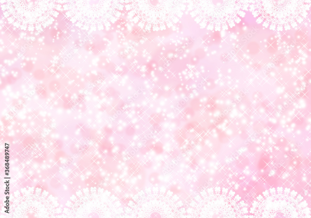 Crocheted lace on pink background