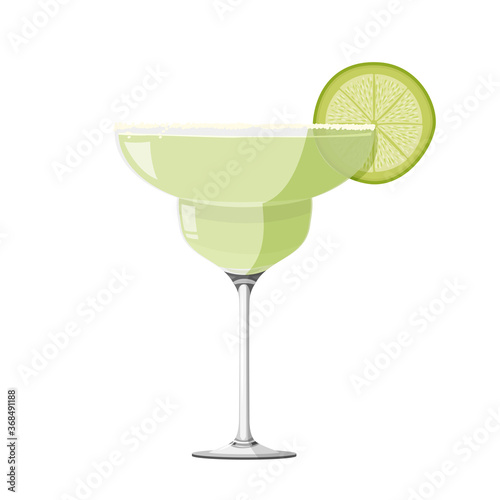 Margarita cocktail realistic vector illustration. Isolated on white background.