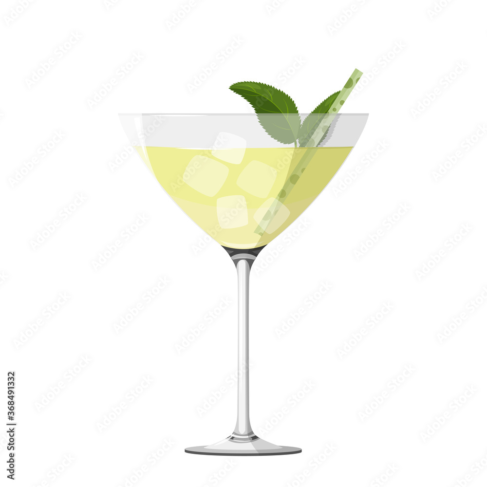 Popular alcoholic cocktail Daiquiri. Realistic vector illustration isolated on white background.