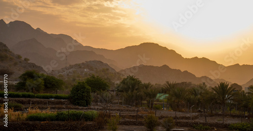 Spectacular sunset over the mountain