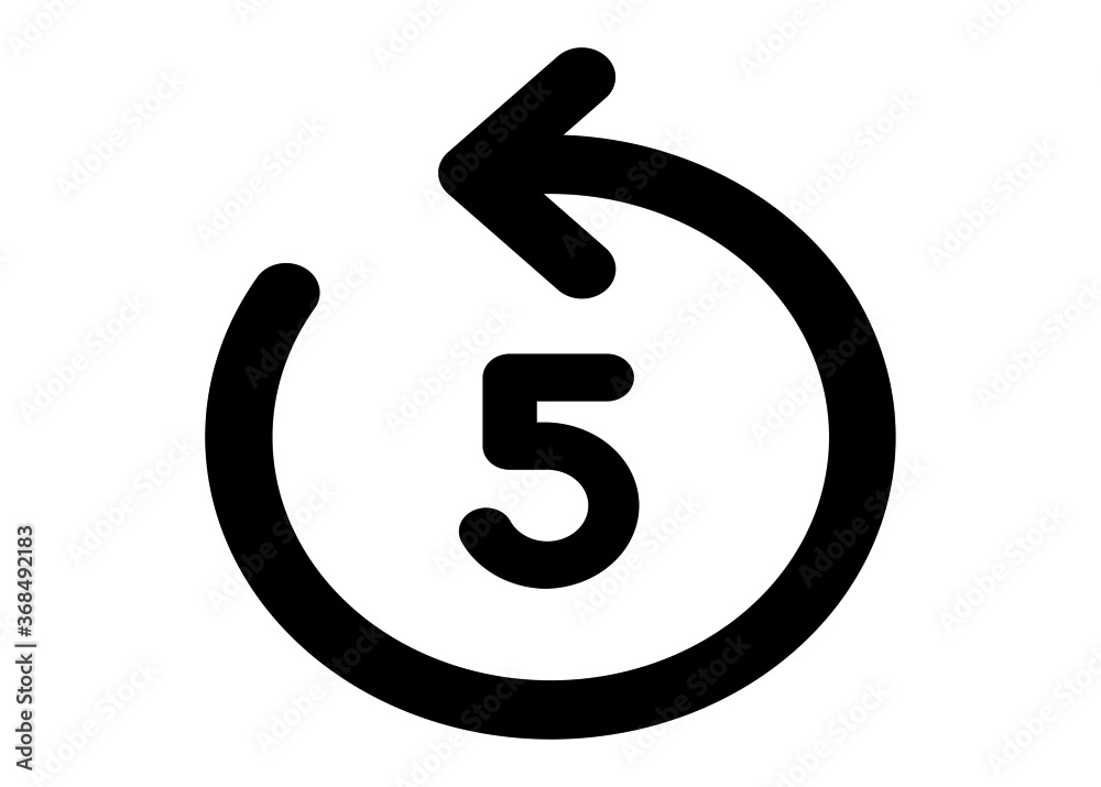 Replay 5 icon vector flat design isolated on white background.
Replay 5 icon vector flat design isolated on white background.
