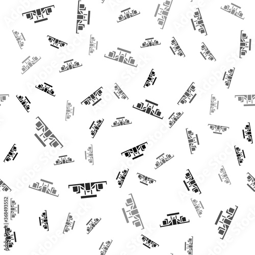 Black Formula 1 racing car icon isolated seamless pattern on white background. Vector Illustration.