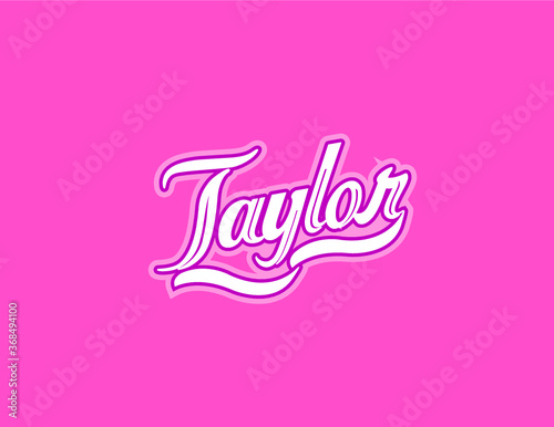 First name Taylor designed in athletic script with pink background