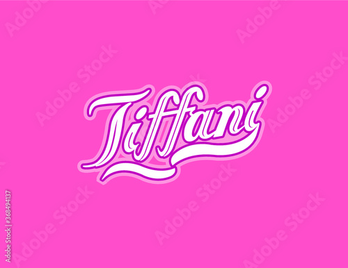First name Tiffani designed in athletic script with pink background photo