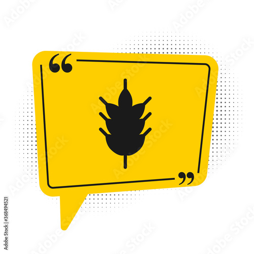 Black Hop icon isolated on white background. Yellow speech bubble symbol. Vector Illustration.