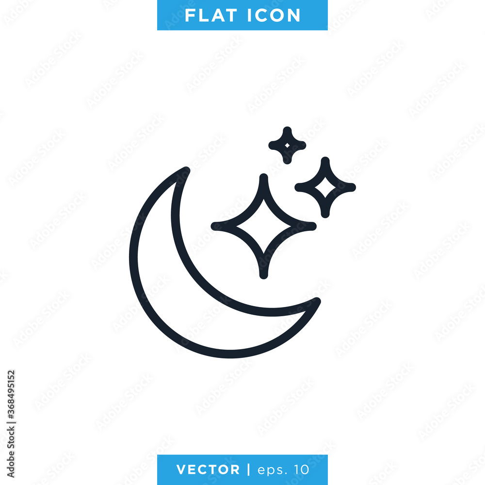 Moon Icon Vector Logo Design Template. Editable Stroke. Moon Icon Vector Logo Design Template. Editable Stroke.