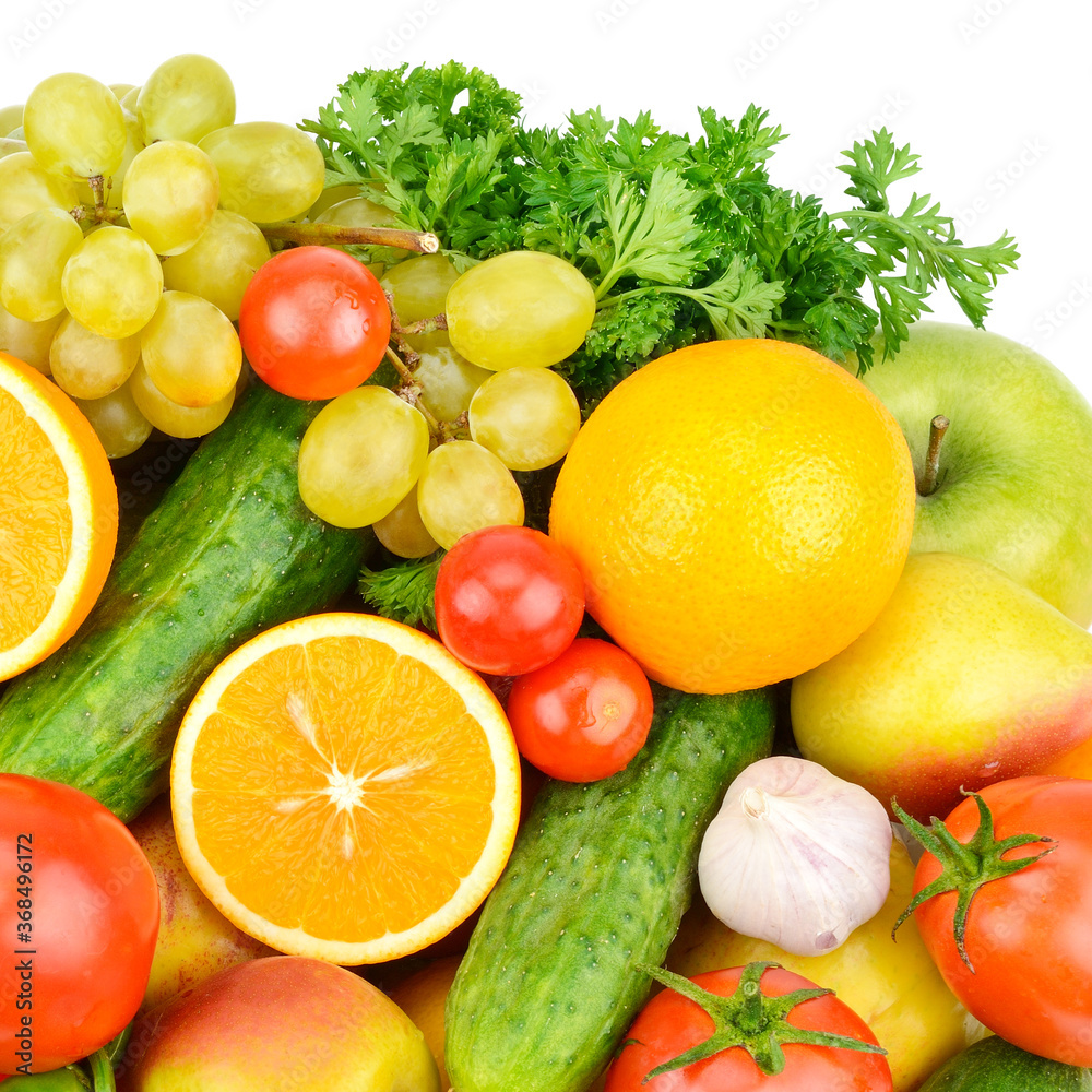 Fruits and vegetables isolated on a white background. Fruits and vegetables isolated on a white background.