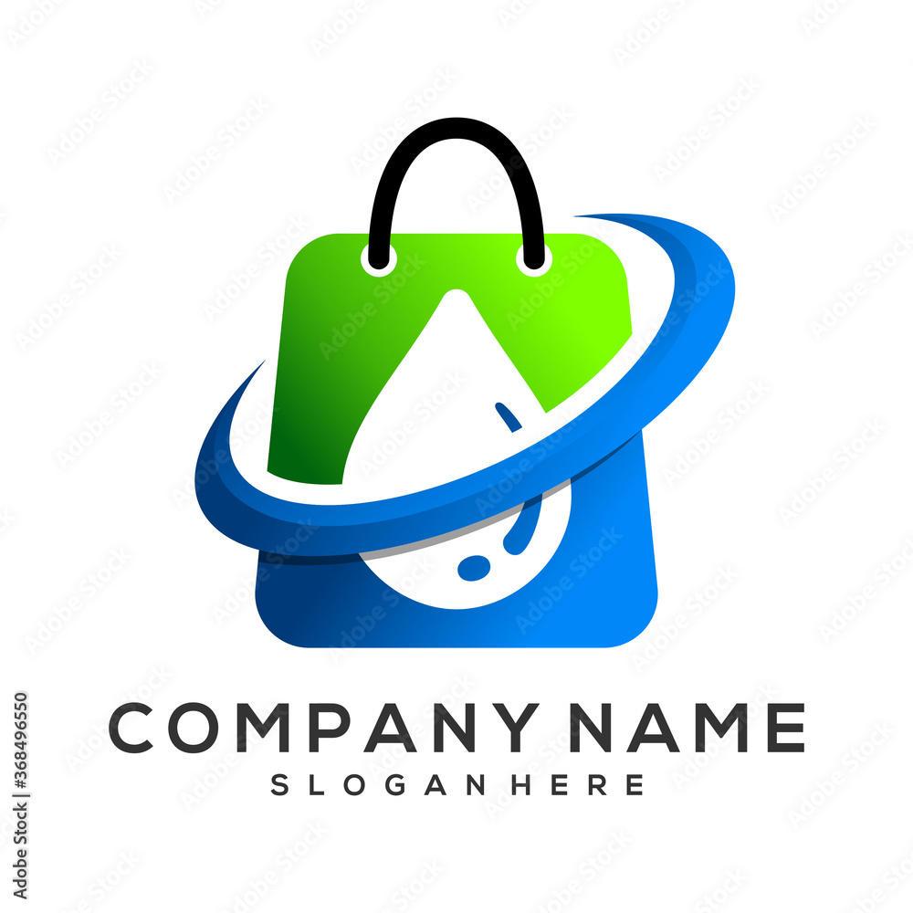 shopping bag logo with water droplet symbol