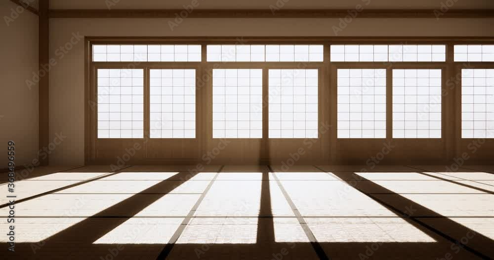 Empty room white on wooden floor interior design.3D rendering