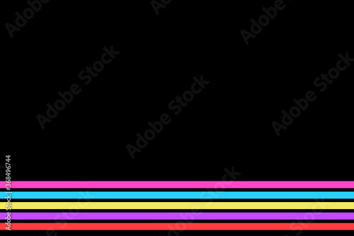 Obraz na płótnie 80s colored stripes on the black background w salonie