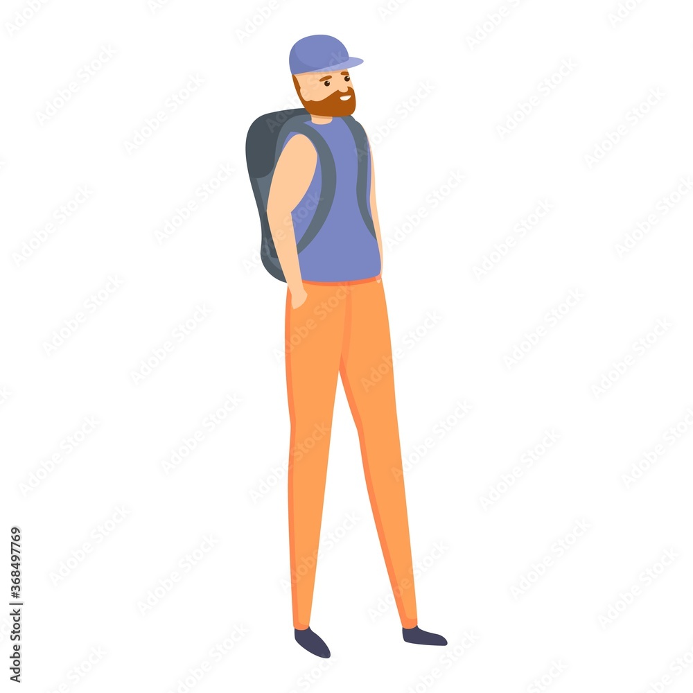 Hipster tourist backpack icon. Cartoon of hipster tourist backpack vector icon for web design isolated on white background