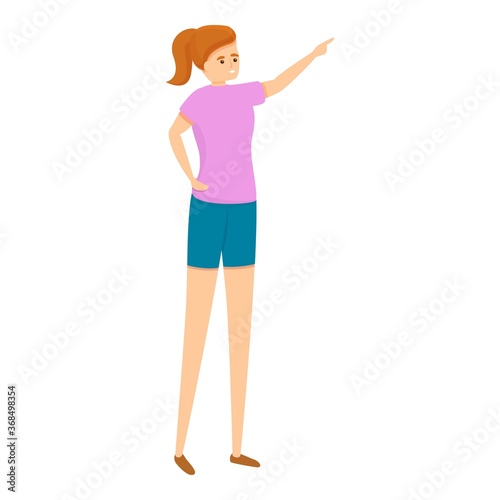 Happy tourist girl icon. Cartoon of happy tourist girl vector icon for web design isolated on white background