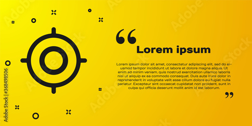 Black Target sport icon isolated on yellow background. Clean target with numbers for shooting range or shooting. Vector Illustration.