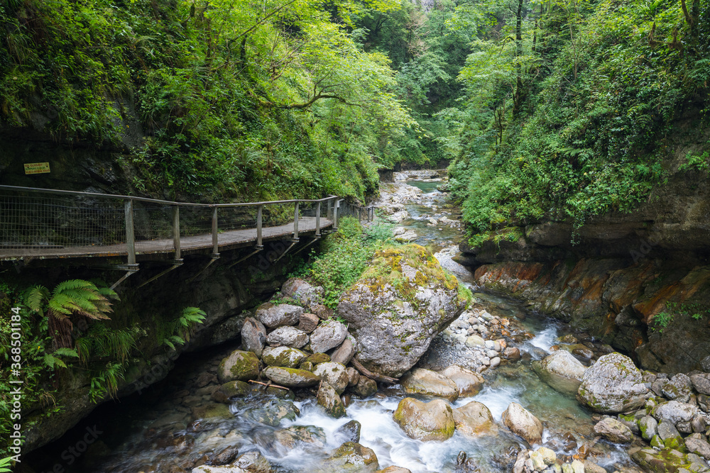 pathway crosses the beautiful gorge of vintgar, slovenia