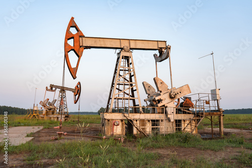 Oil pump at an oil field in Russia