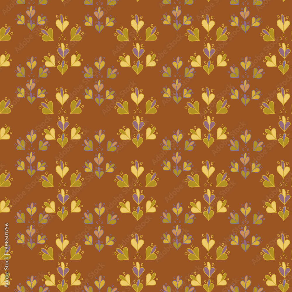 Seamless vector pattern of ornamental lined abstract flowers on orange background Seamless vector pattern of ornamental lined abstract flowers on orange background