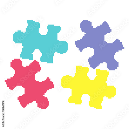 Pixel puzzle color icon. Pixel art 8 bit.