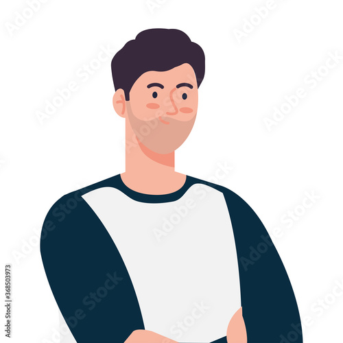 young man handsome with casual clothes on white background