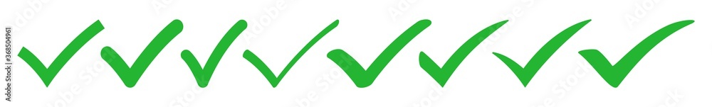 Check Mark Icon Green | Checkmark Illustration | Tick Symbol | Voting Logo | Approved Sign | Isolated | Variations
