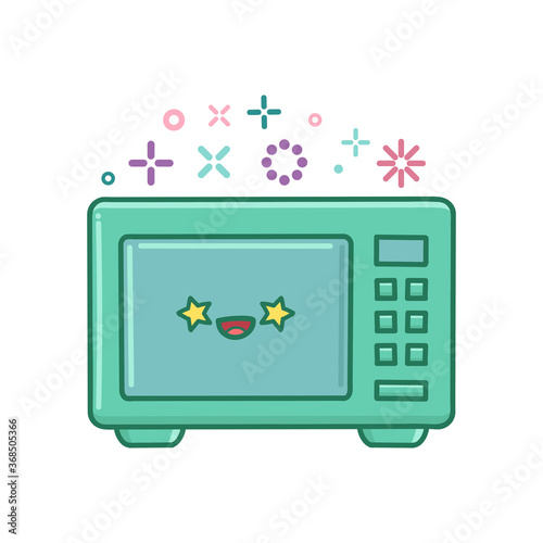 Fototapeta Naklejka Na Ścianę i Meble -  kawaii microwave kitchen appliance icon cartoon
