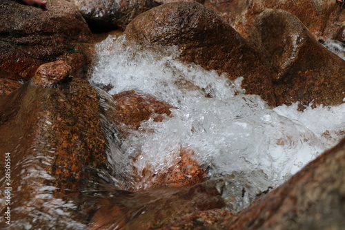 Water falling over rocks 
