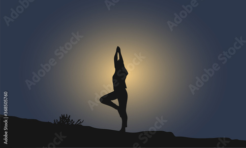 Vector Illustration of a Yoga Girl. This is yoga landscape illustration design. 100% Editable and colour changeable. Designed by alfaysal360 