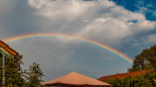 Beautiful rainbow near Tabertshausen, Bavaria, Germany
