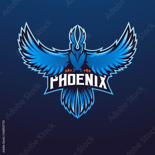 phoenix mascot logo design vector illustration for gaming, esport, youtube, streamer and twitch