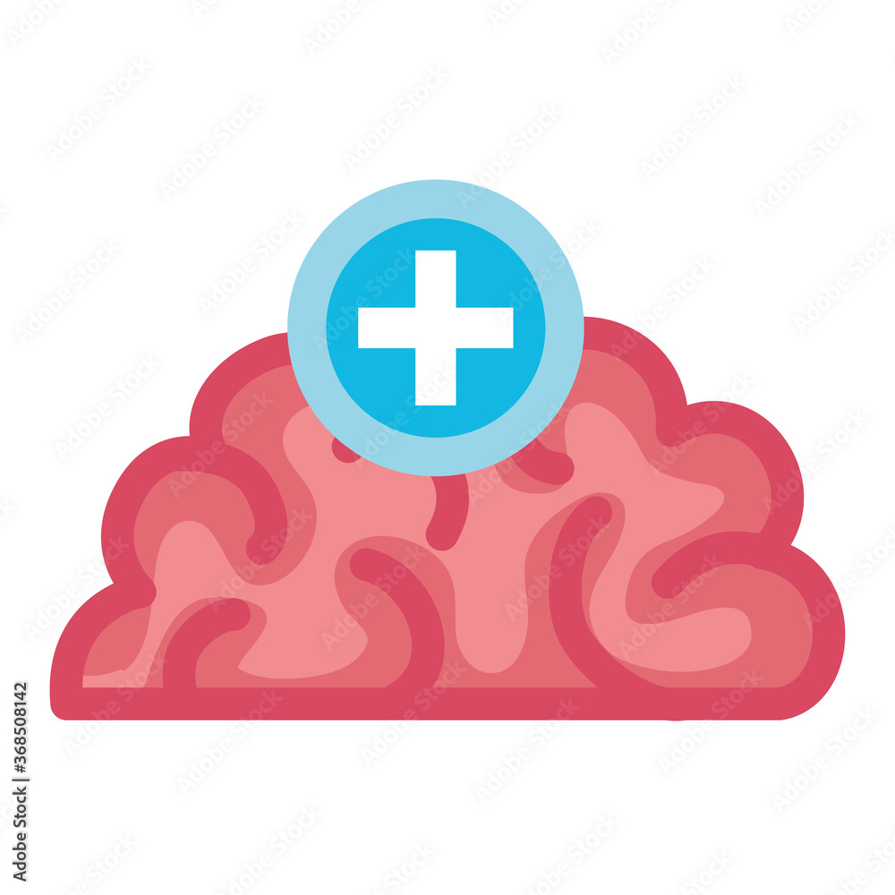 Obraz premium brain with cross symbol, mind positive on white background vector illustration design