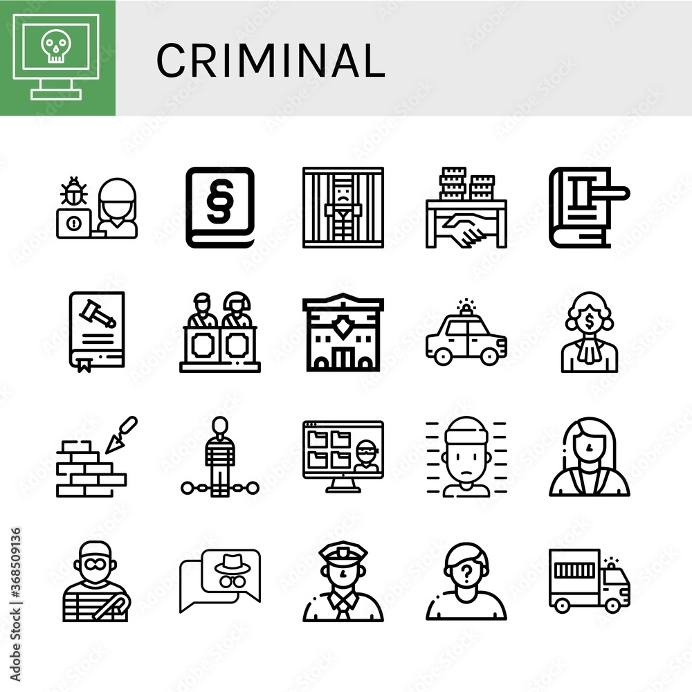 criminal icon set