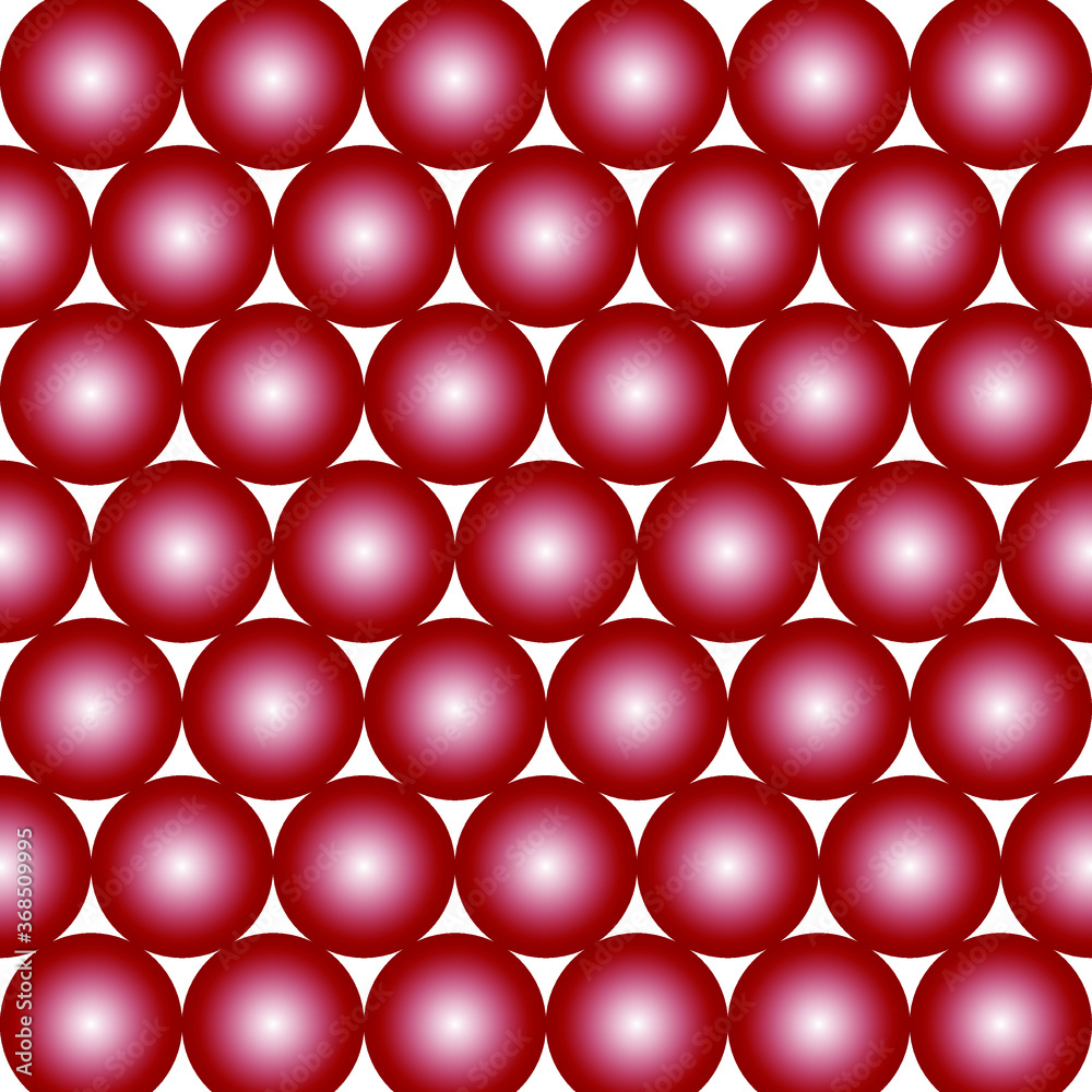 Pattern of many red balls on a white background. Vector image.