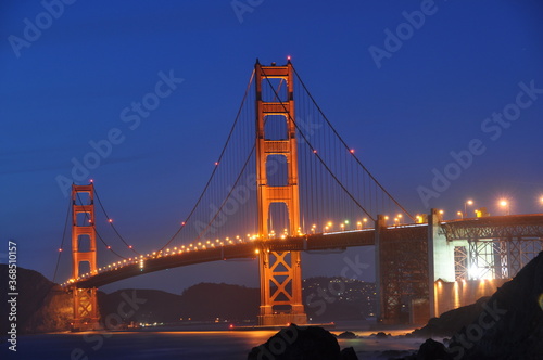 Night photo of golden gate bridge in san francisco