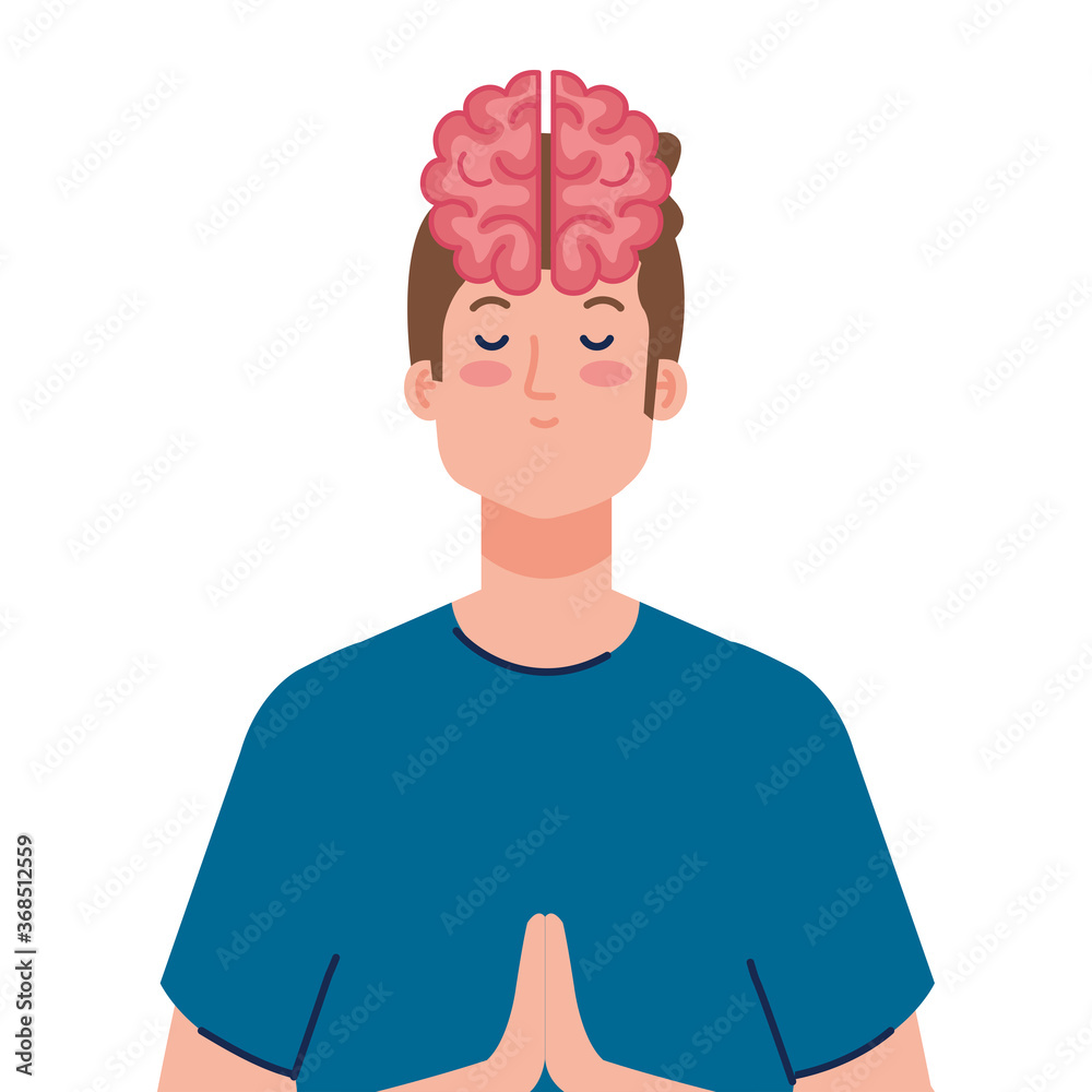 meditating man with brain icon, on white background vector illustration design meditating man with brain icon, on white background vector illustration design