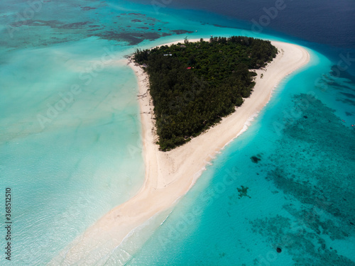 Aerial view of Picturesque Mnemba Atoll in Zanzibar - The Famous Spot for Snorkeling and Boat Tour photo
