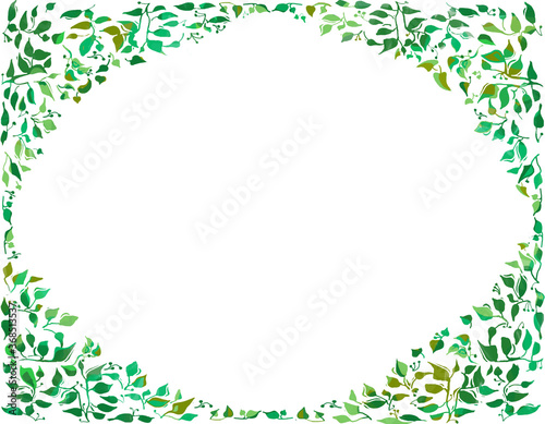 decorated Iluustration frame for invitation or annoucement withgreen leaves design