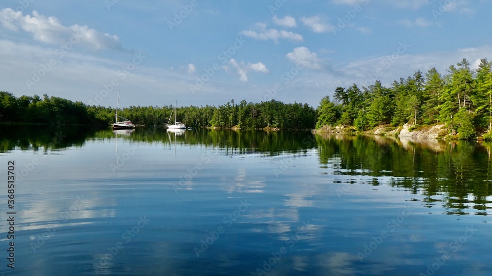 Tranquil anchorage of Echo Bay in Georgian Bay Ontario Canada
