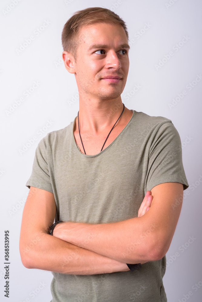 Portrait of man wearing clothes with military concept Portrait of man wearing clothes with military concept