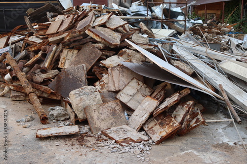 abandoned furniture in british suburb yard