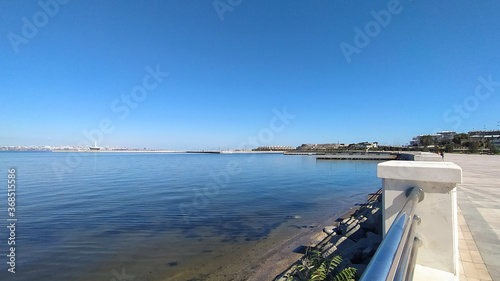 Wallpaper Mural Sea view from Baku city boulevard and Caspian sea. Beautiful sea boulevard scenery in Baku Torontodigital.ca