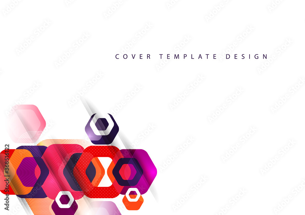 Abstract background of rounded colored hexagons. Business presentation template. Modern geometric design. Vector